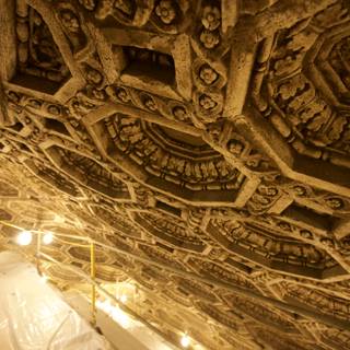 Intricate Carvings of the Temple Theater Ceiling