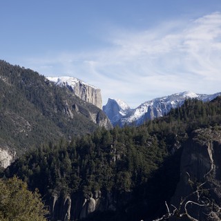 Half Dome Framed by Snow-Capped Yosemite Valley