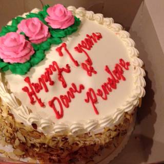 Happy Birthday Cake with 3 Roses