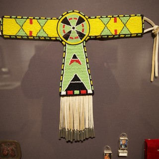 Native American Beaded Ceremonial Cross with Geometric Patterns