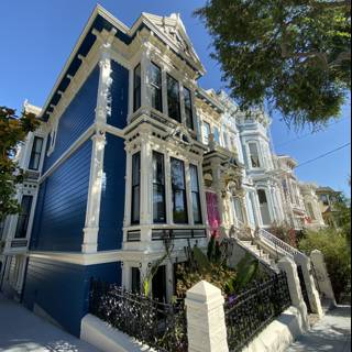 Blue House with Black Fence in San Francisco