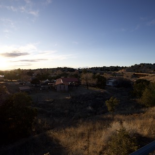 Sunset Over Desert Settlement in New Mexico