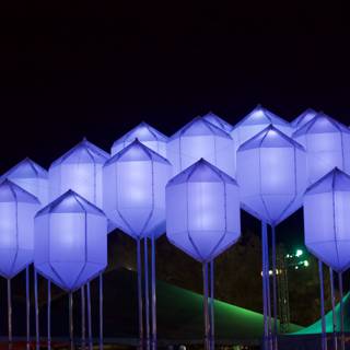 Illuminated Kites in the Urban Sky