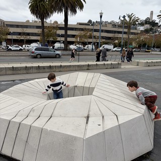 Children Exploring Sculptural Play Structure in San Francisco