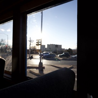 Silhouetted Diner View of Santa Fe Street at Dusk