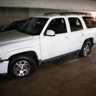 White SUV in the Parking Garage