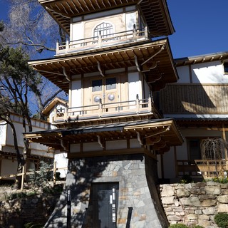 Japanese-Inspired Pagoda Tower at Mountain Spa Resort