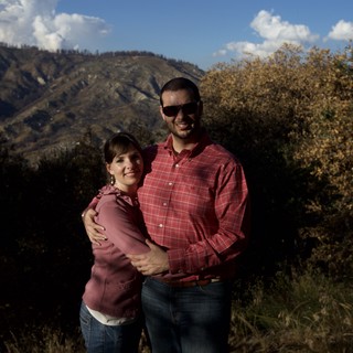 Couple Embracing in Angeles Crest Mountain Landscape