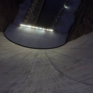Illuminated Inside of Hoover Dam at Night