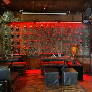 Skulls and Red Light at the Bar
