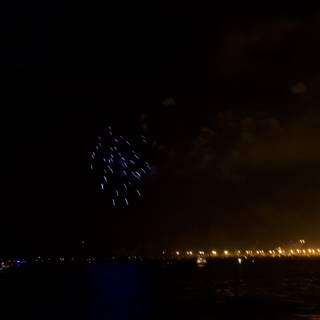 Spectacular Fireworks Display over the Night Sky and Water