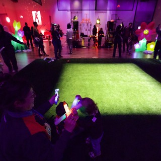 Children at Colorful Baby Rave Art Installation