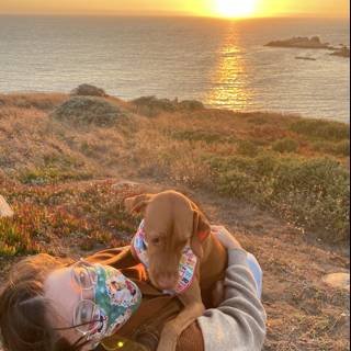 Sunset Serenity with Furry Friend