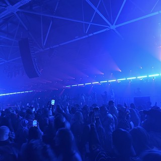 Immersive Blue Light Experience at Electronic Music Event