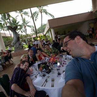 Group Selfie at a Hawaiian Dinner Party
