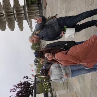 Tourists Posing at Japanese Peace Pagoda