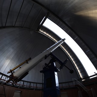 Telescope Observatory Interior with Dramatic Skylight