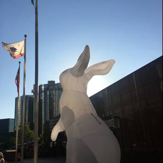 White Rabbit Sculpture in Urban Metropolis