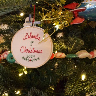 Leland's First Christmas Ornament on Tree 2024