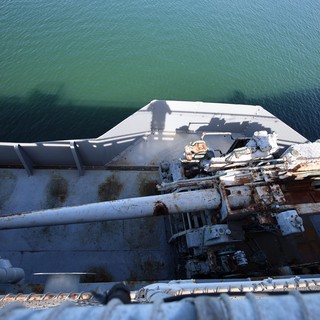 Weathered Naval Deck Gun on USS Hornet
