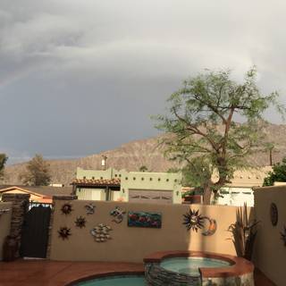 Enchanting Rainbow over Backyard Hot Tub