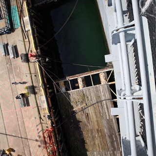 Aerial View of USS Hornet Aircraft Carrier Dock Area