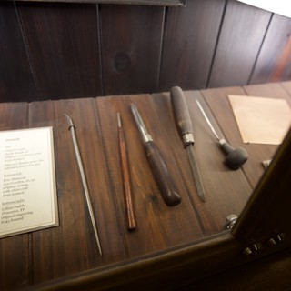 Vintage Printmaking and Engraving Tools Display