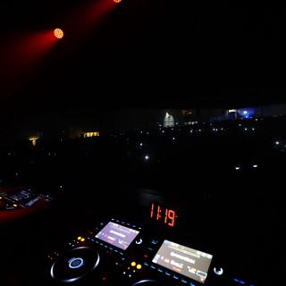 DJ Booth View Over Wobbleland Festival Crowd at Night