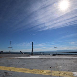 Aircraft Carrier Flight Deck Under Blue Skies