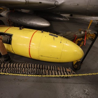 Yellow Practice Torpedo on USS Hornet Museum Display