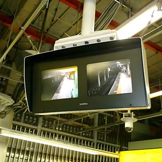 Ceiling-Mounted Video Monitor at Tokyo Train Station