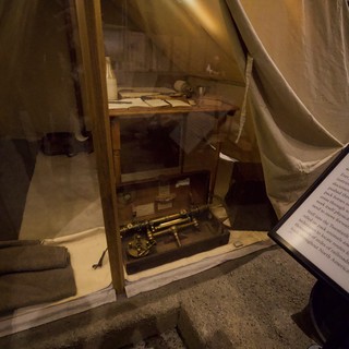 Civil War Era Military Tent Display with Surveying Equipment