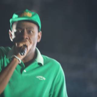Green Hat, Mic in Hand