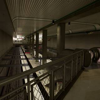 Metal Handrail in Industrial Corridor