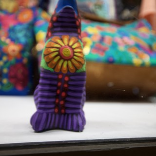 Colorful Mexican Folk Art Figurines Display