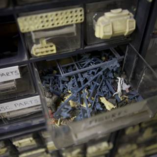 Workshop Drawer of Electronic Parts and Tools