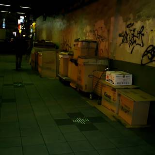 Boxes on an Urban Pathway