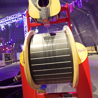 Interactive Guitar Sculpture Display at Modern Museum