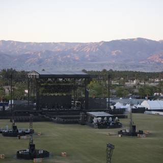Mountain backdrop at Coachella stage