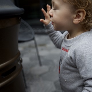 Curious Toddler Discovering Kitchen Appliances at Home