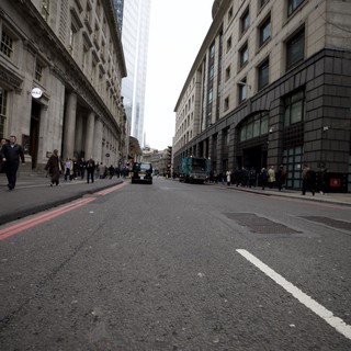 London Financial District Street View on Overcast Day