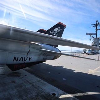 Navy Fighter Jet on USS Hornet Flight Deck