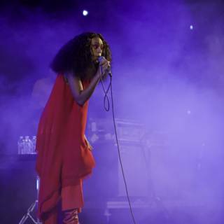 Solange rocks the stage in a red dress