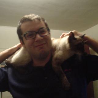 Man and Siamese Cat