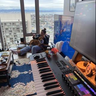 Man and Dog Enjoying Music in San Francisco