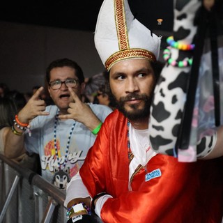 Pope Costume Reveler at Wobbleland Festival 2026