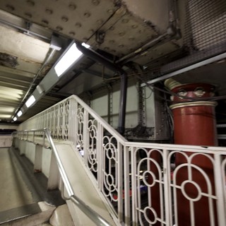 Underground Station Stairway with Ornate Victorian Railing