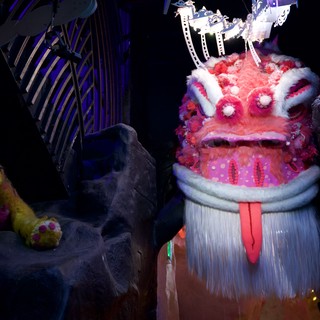 Vibrant Chinese Lion Dance Costume at Museum Exhibit