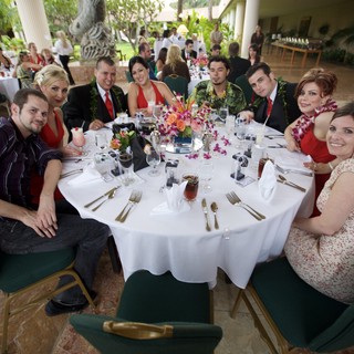 Wedding Reception Group Dinner in Tropical Hawaii Setting