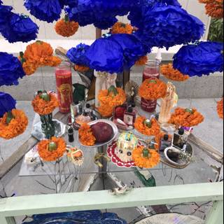 Flower-filled Table at Civic Center Mall